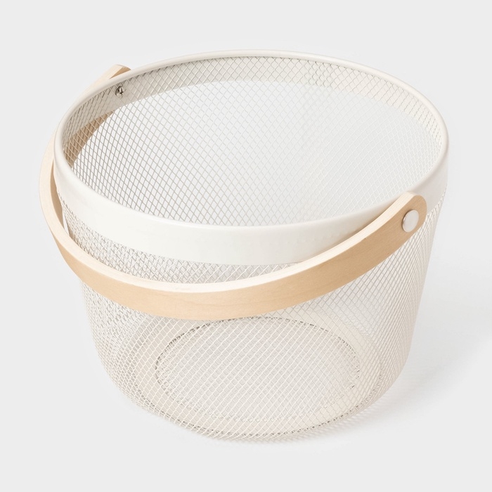 Корзинка универсальная круглая LaDо́m, 26&times;26&times;18 см, цвет белый