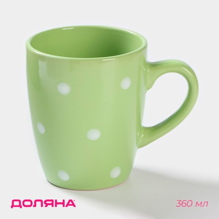 Кружка керамическая Доляна &laquo;Зелёный Горох&raquo;, 360 мл, цвет зелёный