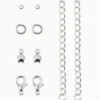 Набор для создания украшений &laquo;Минимум&raquo;: колечки, кримпы, цепочки, цвет серебро