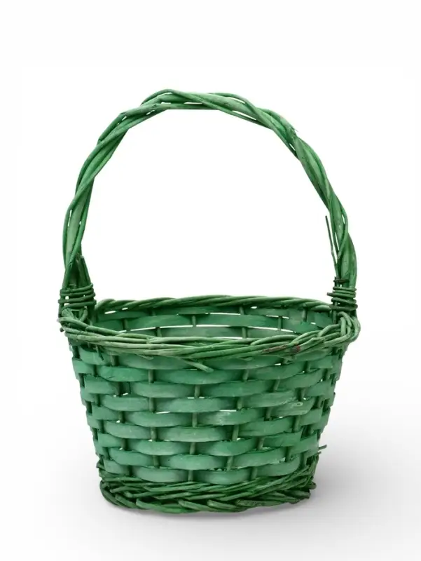 Корзина плетеная ива 28 х 20 х 11 см ручка 14 см, зеленый