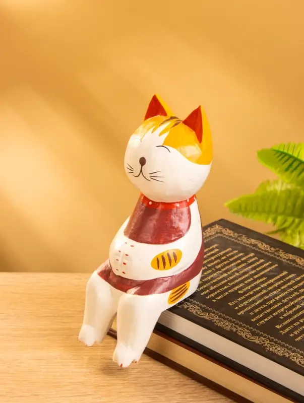 Сувенир дерево "Кот сидячий" цв. красный, 6х6х15 см