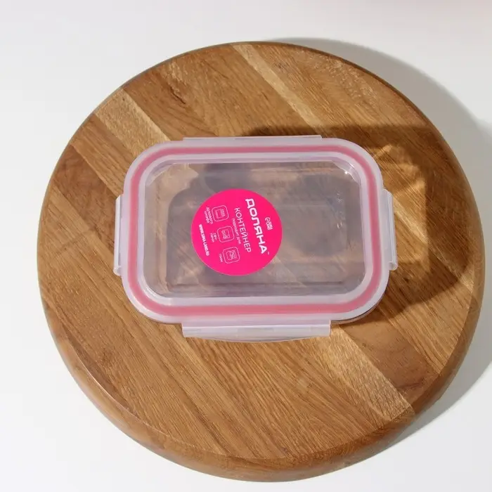 Контейнер для еды из жаропрочного стекла Доляна &laquo;Клик&raquo;, 380 мл, 15.5&times;11&times;5 см, с крышкой