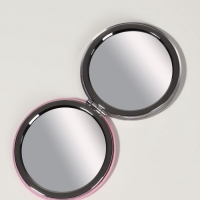 Зеркало складное &laquo;Цветы&raquo;, d = 7,2 см, с увеличением, цвет чёрный/фиолетовый