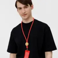 Шнурок для бейджа Tube Wood, красный