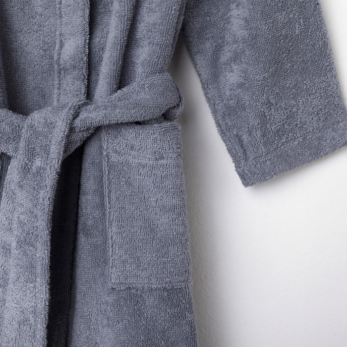 Халат махровый детский Этель Little king, размер 32 (110-116 см), серый