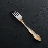 Вилка столовая &laquo;Тройка&raquo;, h=19,5 см, толщина 2 мм, локальное нитрид-титановое покрытие