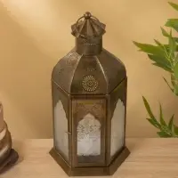 Подсвечник фонарь "Золотой шатёр" железо 20х20х37 см