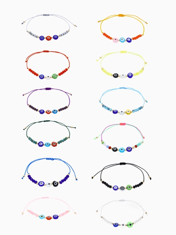 Браслет-оберег «Глазик» ассорти (неделимая фасовка 12 шт., цена за шт.), цветной в серебре Браслет-оберег «Глазик» ассорти (неделимая фасовка 12 шт., цена за шт.), цветной в серебре