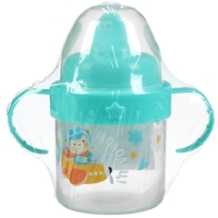 Поильник детский с твёрдым носиком &laquo;мишка&raquo;, 140 мл., с ручками, цвет бирюзовый