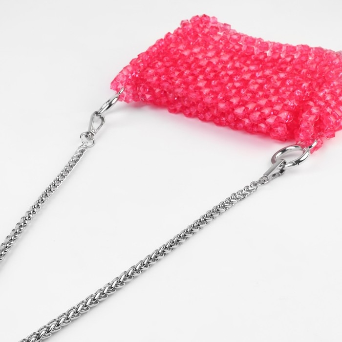 Цепочка для сумки, с карабинами, железная, 7 &times; 7 мм, 120 &plusmn; 2 см, цвет серебряный