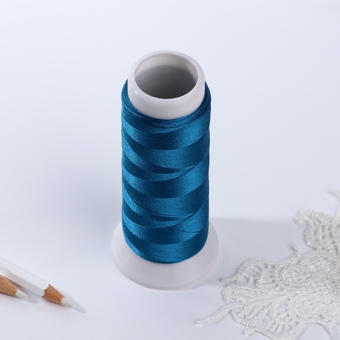 Нить атласная, 120D/2, 700 м, цвет синий №670 Нить атласная, 120D/2, 700 м, цвет синий №670