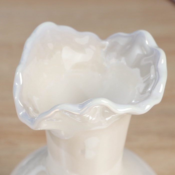 Керамическая ваза для цветов, сухоцветов &laquo;Изекил&raquo;, настольная, d-10 см, h-17 см, белый