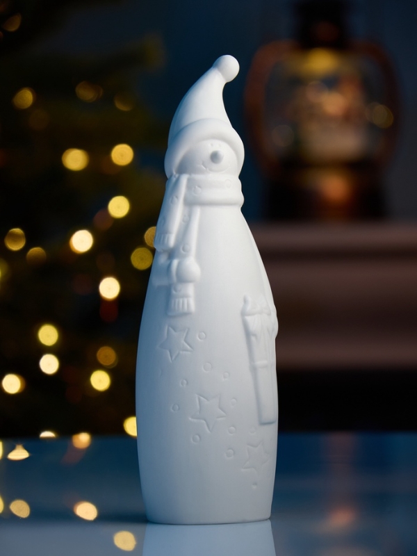 Светодиодная фигура "Снеговик в колпаке" 6х5.5х19.8 см, 1 LED, LR44x3(в компл.), свечение тёплое белое