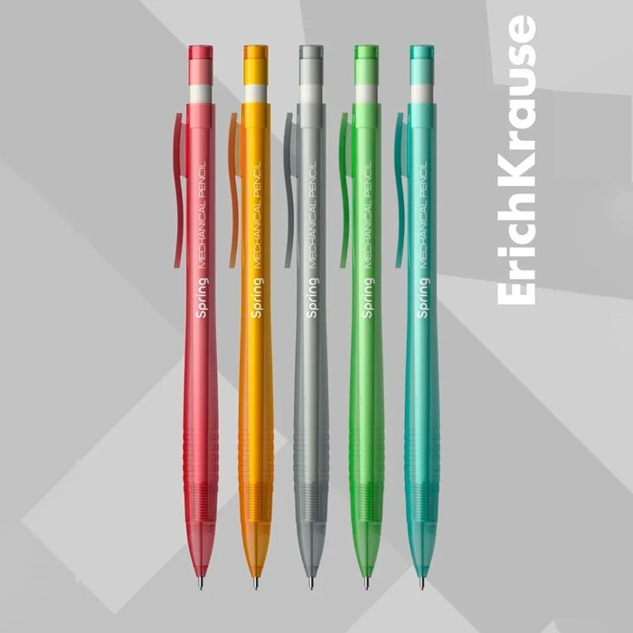 Карандаш механический с ластиком ErichKrause "Spring", НВ, грифель d=0.7 мм, в коробке, микс