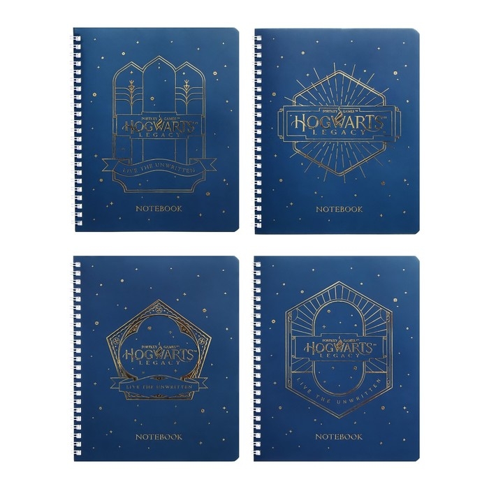 Тетрадь 48 листов в клетку на гребне Тетрадь 48 листов в клетку на гребне "Гарри Поттер", обложка мелованный картон, матовая ламинация, 3D фольга, блок офсет, 4 вида МИКС