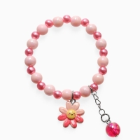 Браслет детский "Выбражулька" бусина на цепочке и цветок, цветной
