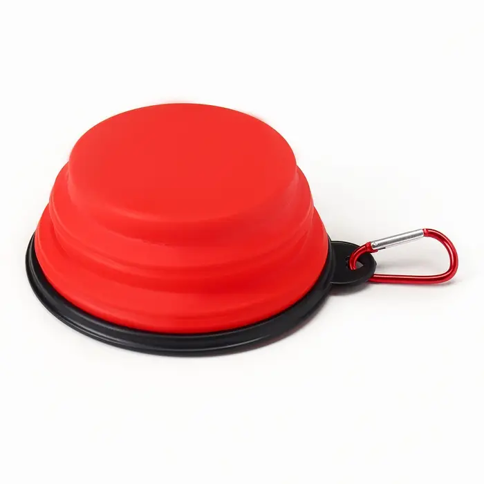 Миска силиконовая, складная, 350 мл, 13 см, красная