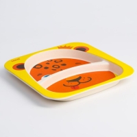 Тарелка детская из бамбука &laquo;Леопард&raquo;, 2 секции