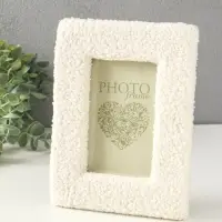 Фоторамка МДФ, иск. мех 10х15 см "Плюш" белая 22х16,5х2 см