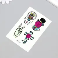 Переводные тату на тело светящиеся цветные &laquo;Загадочный флёр&raquo;, 14.3&times;7.5 см