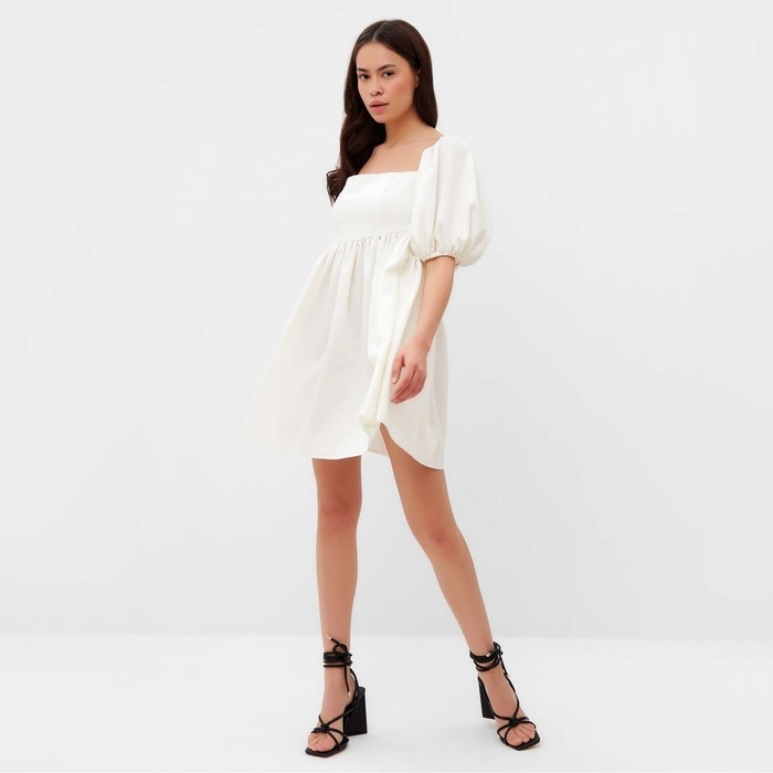 Платье женское с объемными рукавами MIST Summer time, белый, р. 48 Платье женское с объемными рукавами MIST Summer time, белый, р. 48
