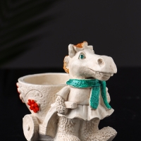 Фигурное Кашпо "Лошадь с тележкой" 10х10х6 см, бежевый