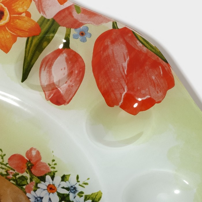 Подставка стеклянная для яиц Доляна &laquo;Акварель&raquo;, 8 ячеек, 38&times;27 см