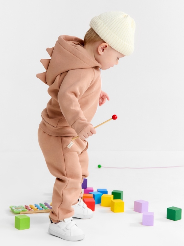 Костюм: толстовка и брюки Крошка Я Dino, рост 86-92, коричневый