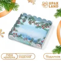 Коробка для печенья, &laquo;Снегири&raquo;, 18&times;18&times;3 см, Новый год