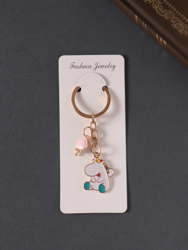 Брелок металл, эмаль "Единорог и леденец" 9 см