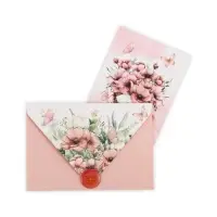Конверт для денег с открыткой и наклейкой &laquo;Нежные цветы&raquo;, тиснение, акварельный картон, 16 х 11 см