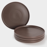 Набор тарелок Доляна &laquo;Гранит&raquo;, 4 шт., d=26 см, керамика, коричневый