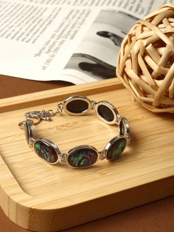 Браслет &laquo;Галиотис&raquo; овал, цвет белый, в серебре