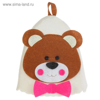 Шапка для бани с детской аппликацией "Медвежонок" войлок