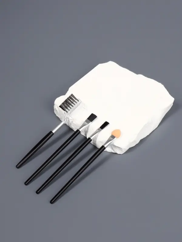 Кисти для макияжа, набор - 4 шт., чёрная