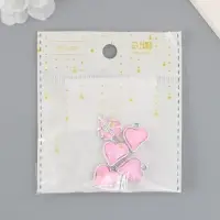 Декор для творчества металл, страз "Сердечко" розовый 1,6х1,4 см