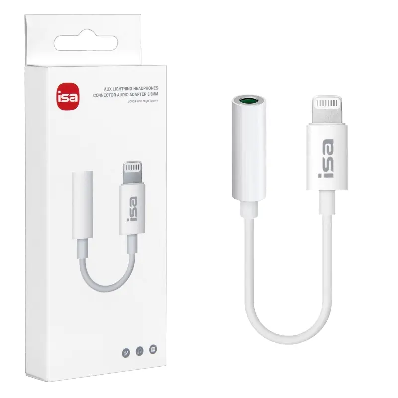 Переходник AC-01 Lightning на 3,5mm Jack 10 см ISA (264 шт/кор)