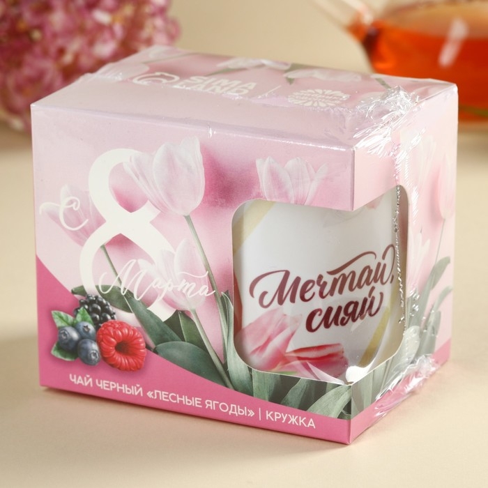 Подарочный набор &laquo;С 8 марта&raquo;: чай апельсин с шоколадом, 50 г, кружка 300 мл