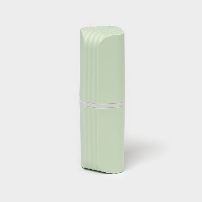 Футляр для зубной щётки и пасты &laquo;Рельеф&raquo;, пластик, 7&times;7&times;20,5 см, фисташковый