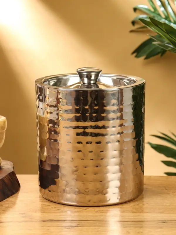 Ведро для льда с крышкой "Серебро" нержавеющая сталь 14,5х14,5х18 см