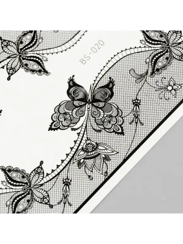 Переводные тату на тело чёрные &laquo;Сетка с ажурными бабочками&raquo;, 24&times;10.5 см