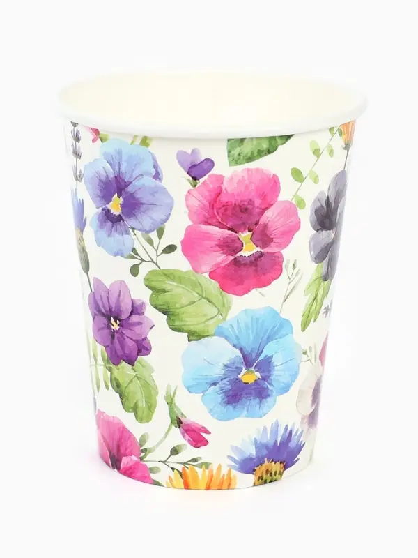 Стакан бумажный одноразовый &laquo;Полевые цветы&raquo;, 250 мл, 6 шт