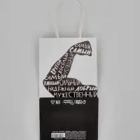 Пакет подарочный крафт &laquo;С 23 февраля&raquo;, 12 &times; 21 &times; 9 см