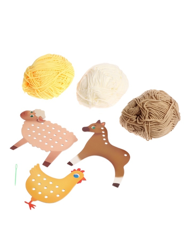 Развивающий набор "Шнуровка с пряжей. Животные фермы"