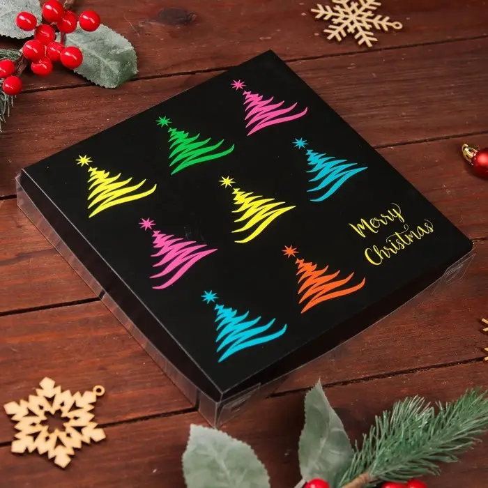 Коробка для печенья, &laquo;Праздничная ёлка&raquo;, 18&times;18&times;3 см