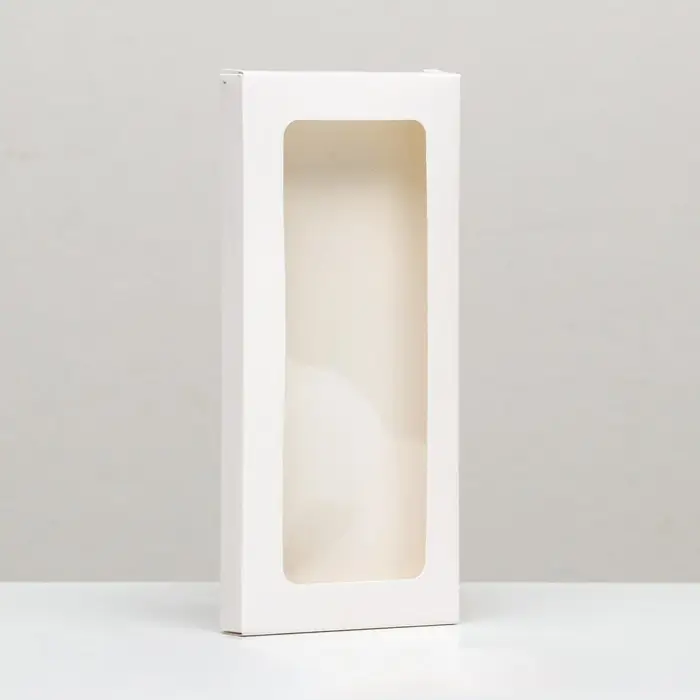 Коробка под плитку шоколада, белая, с окном 17.1&times;8&times;1.4 см