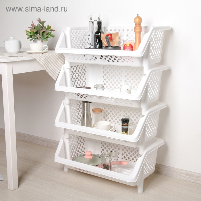 Этажерка напольная 4-х секционная &laquo;Универсал&raquo;, цвет белый