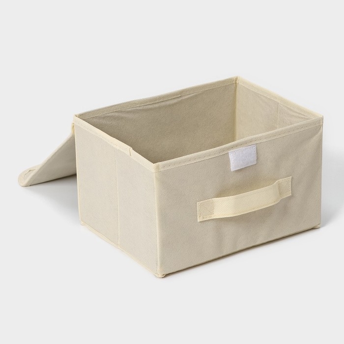 Короб стеллажный для хранения с крышкой Доляна &laquo;Алва&raquo;, 26&times;20&times;15 см, цвет бежевый