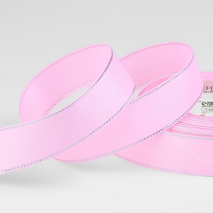 Лента репсовая &laquo;Серебряные нити&raquo;, 25 мм &times; 23 &plusmn; 1 м, цвет светло-розовый №004