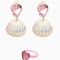 Набор детский &laquo;Выбражулька&raquo; русалочка, 4 пред :клипсы, кольцо, браслет, бусы, бело-розовый   1087536